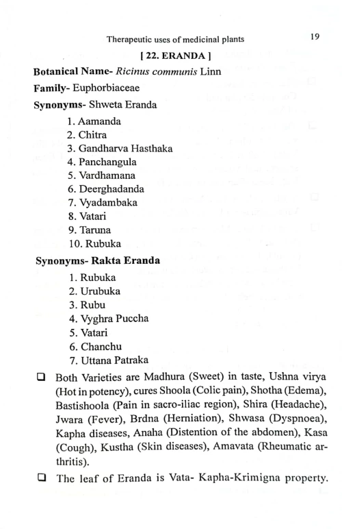 Therapeutics Uses of Medicinal Plants